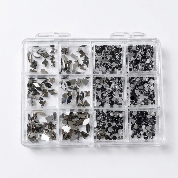 12 Grid Rhinestone Pack - Black