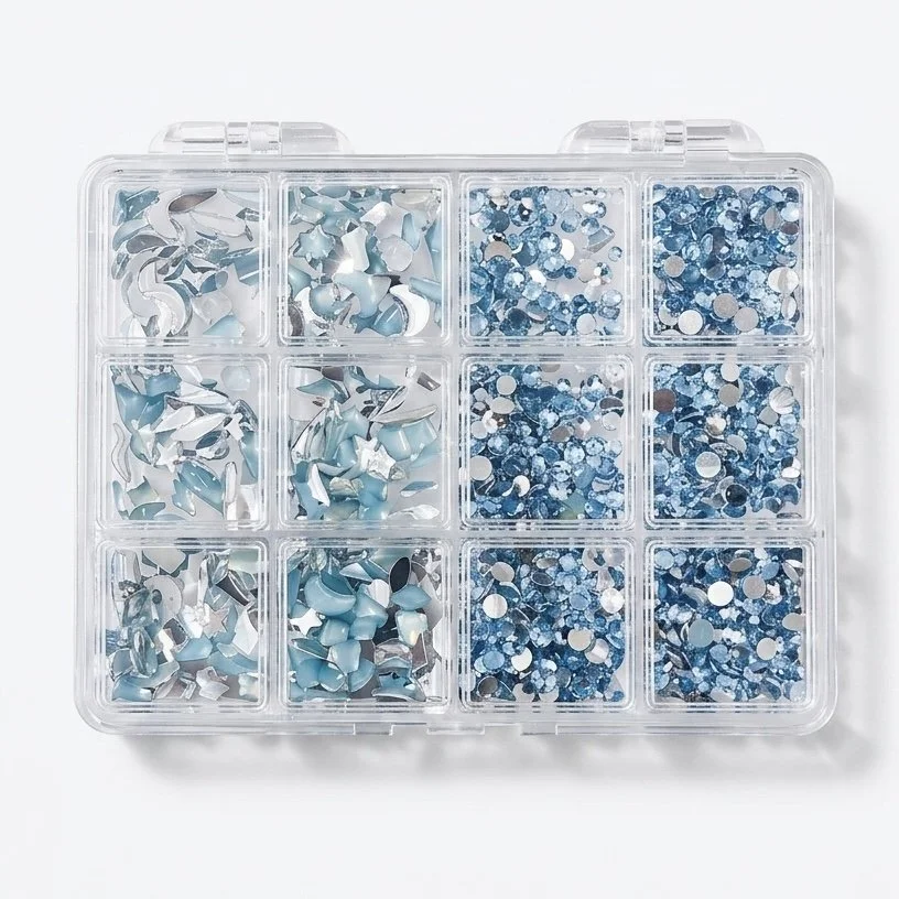 12 Grid Rhinestone Pack - Diamond Blue