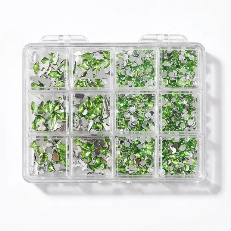 12 Grid Rhinestone Pack - Light Green
