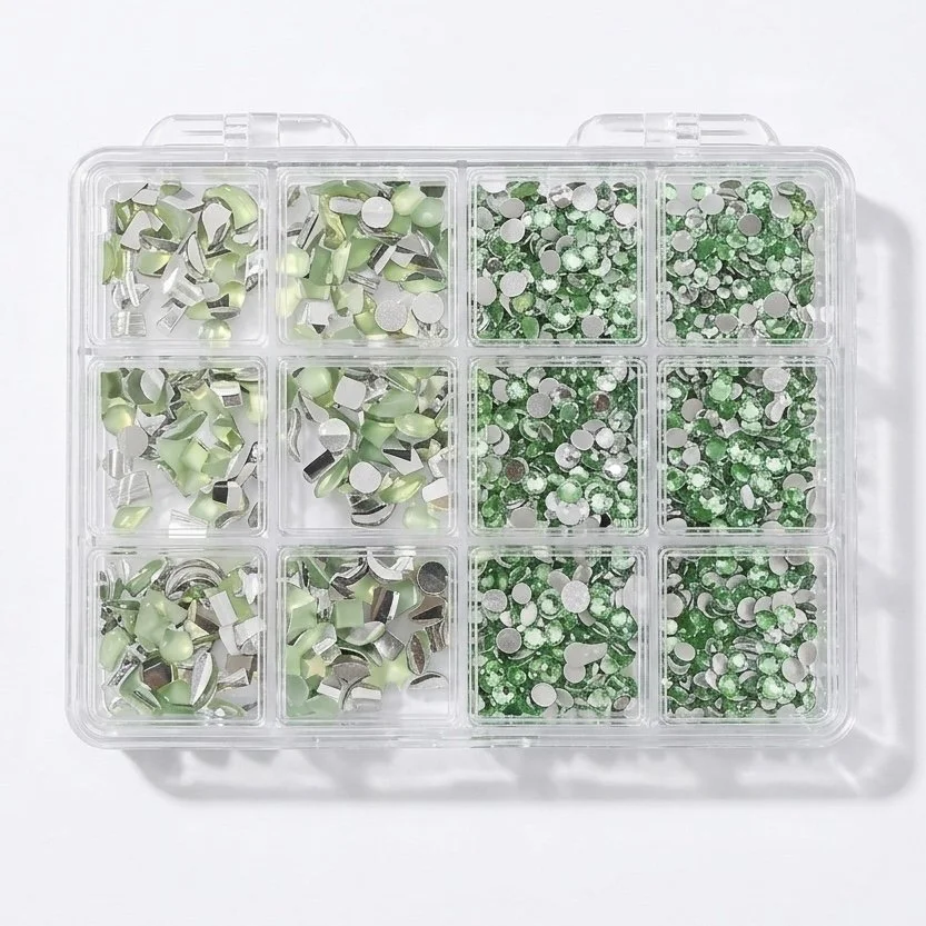 12 Grid Rhinestone Pack - Green