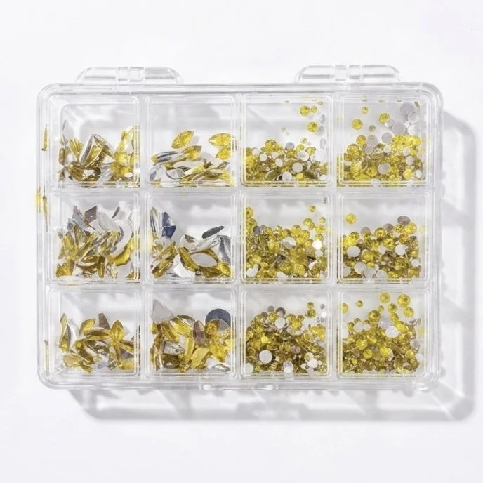 12 Grid Rhinestone Pack - Yellow