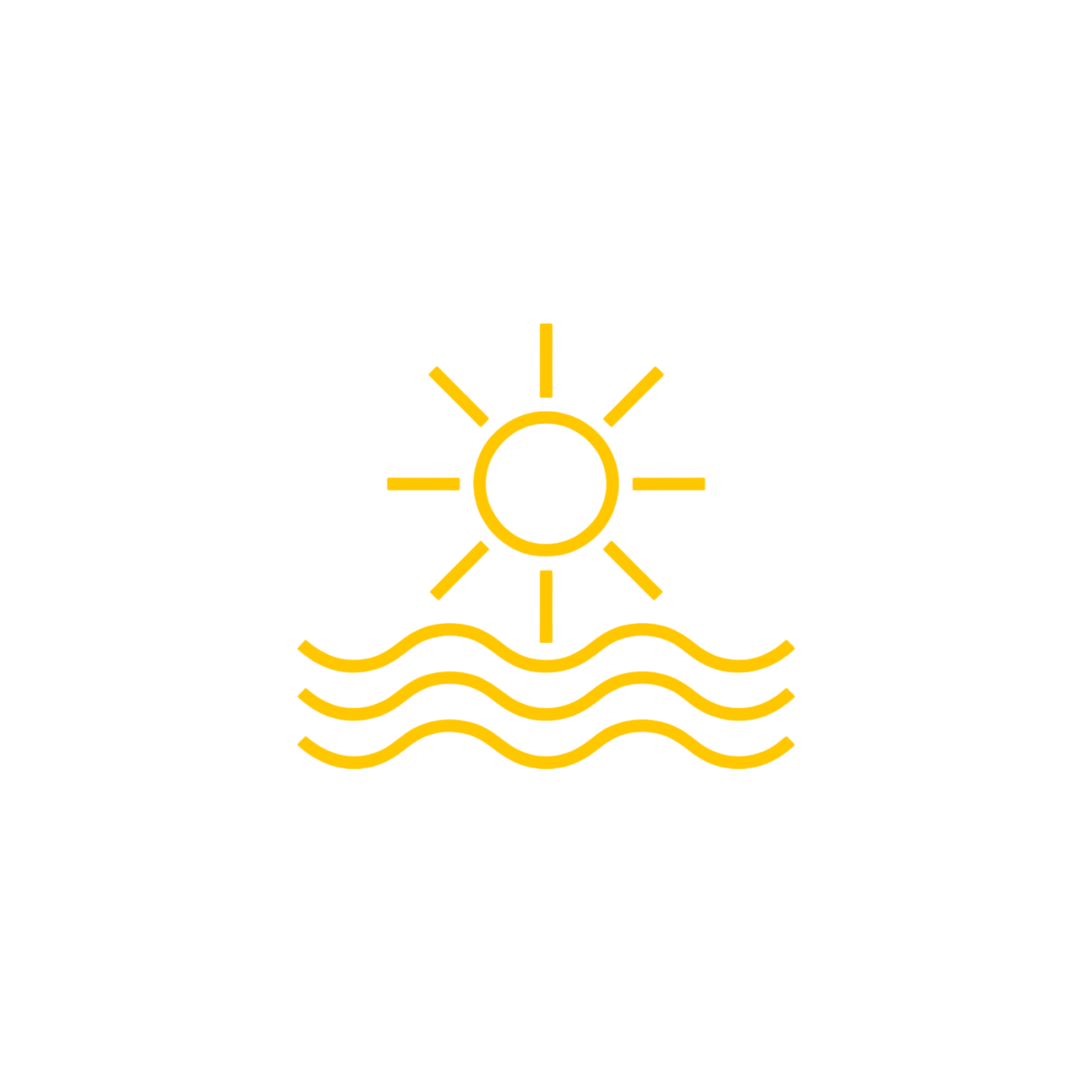 A yellow sun icon with rays radiating outward, depicted inside a circle.