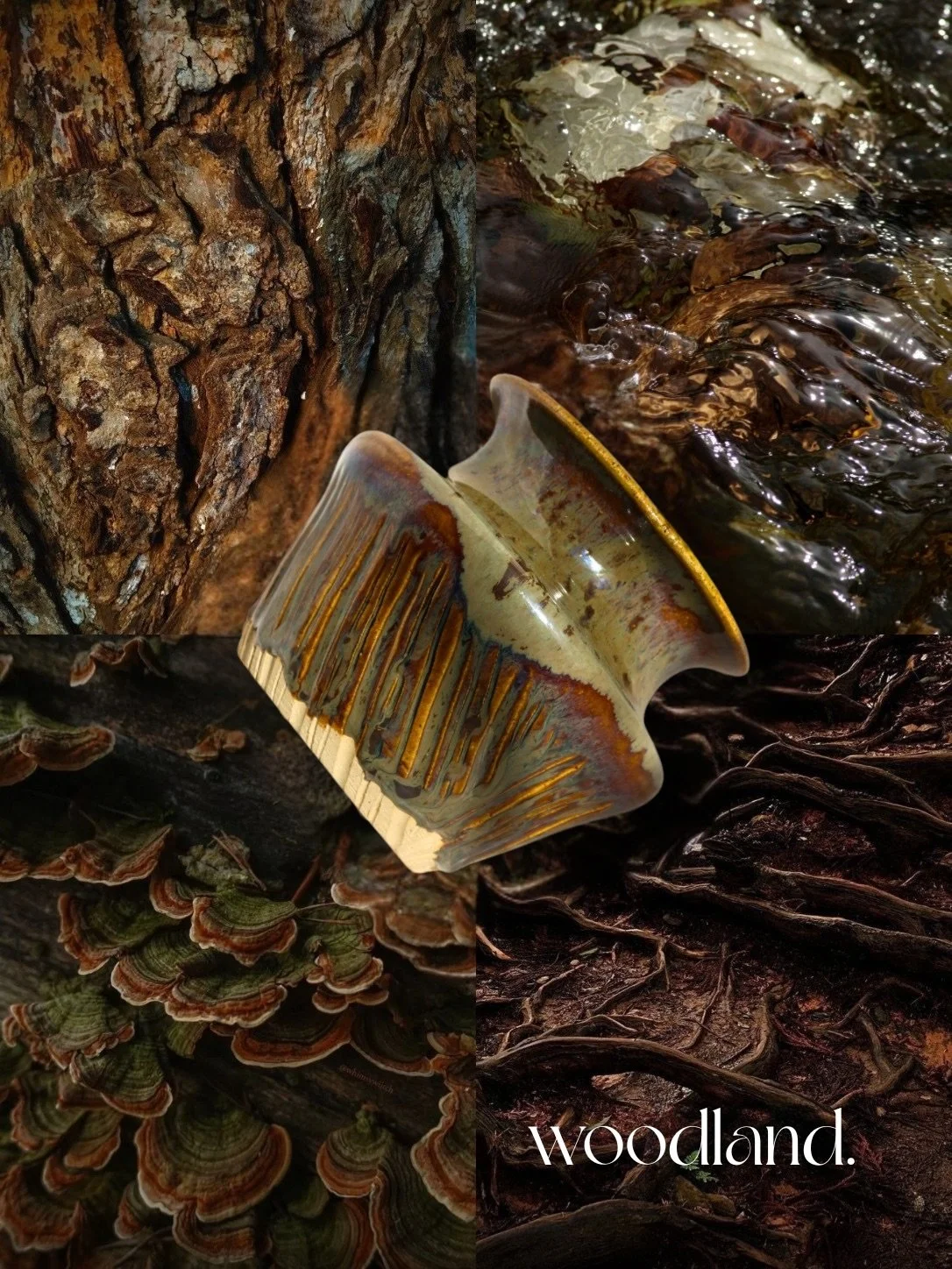 woodland. inspired by the elements. 

#pottery #ceramics 

the palette. 

moss. ochre. umber. stone. charcoal olive. 

the detail. 

where glaze meets texture.