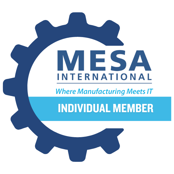 MESA International logo with a gear icon, the text 'Where Manufacturing Meets IT', and a blue banner saying 'Individual Member'.