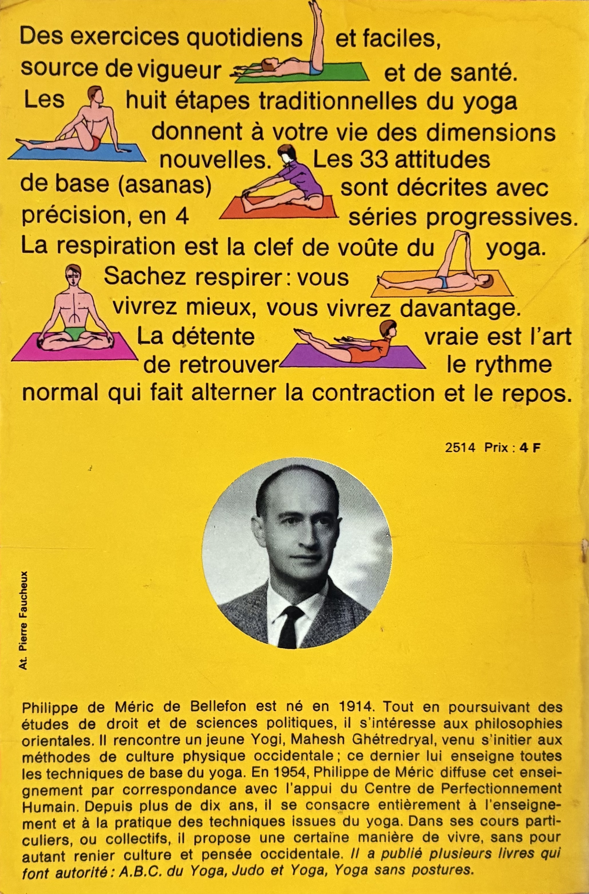 Yoga pour chacun, Philippe de Méric, 1968 (verso)