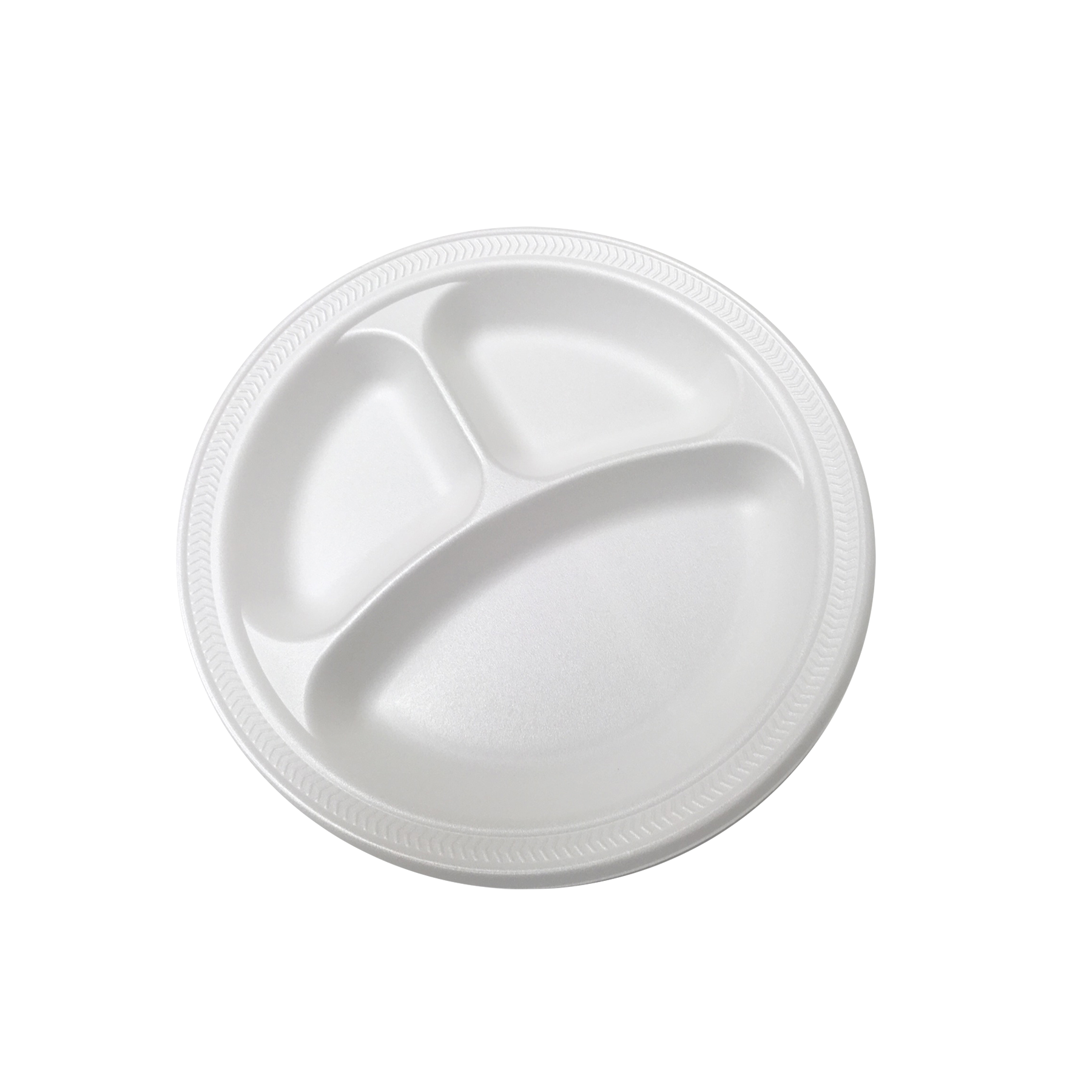 White Foam Plate, 3 Compartment (9")