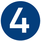 A blue circle with the white number 4 centered inside.