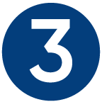 Blue circular sign with the number 3 in white.