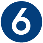 White number 6 inside a blue circle.