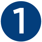 Number one in a blue circle.