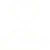 Hand holding a heart-shaped object with a heart symbol above