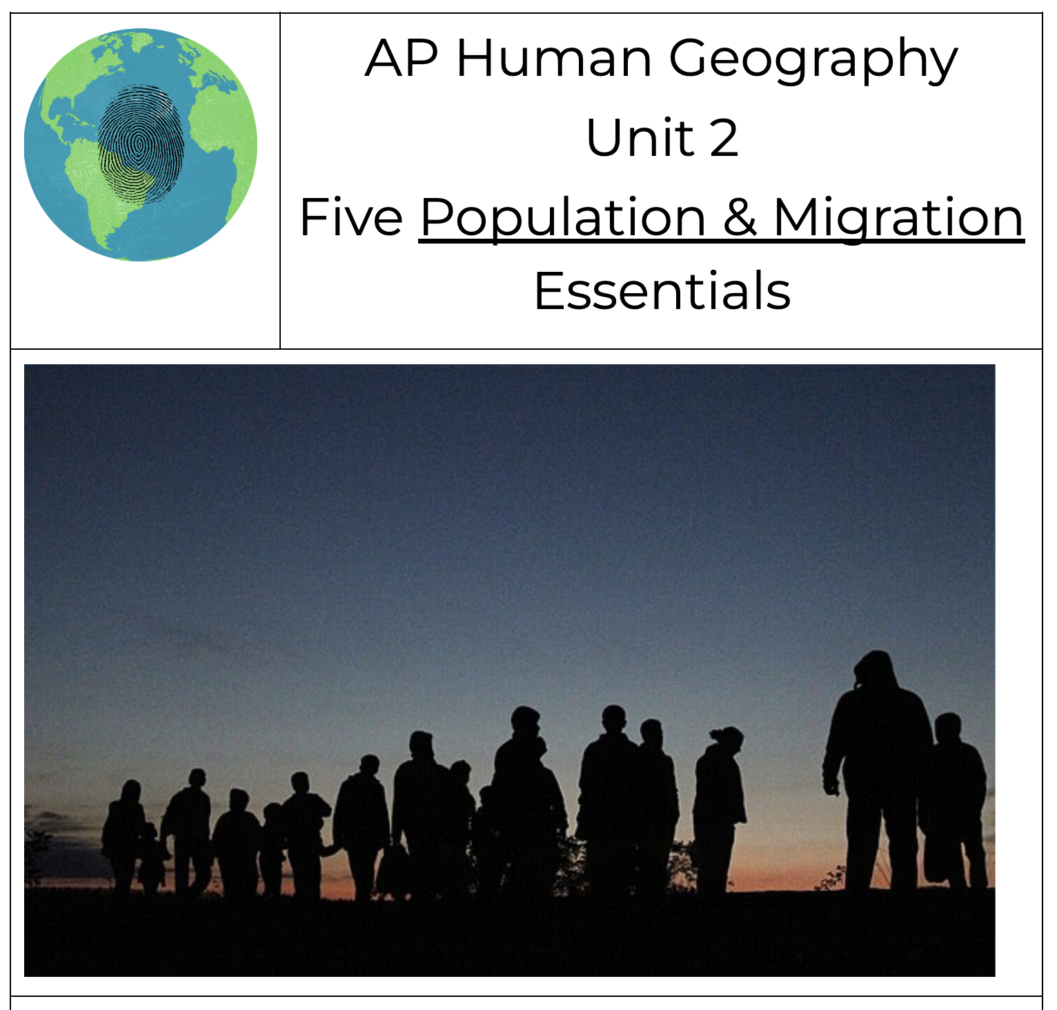 Unit 2 - Five Population and Migration Essentials Guide