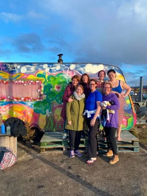Group of women exploring Iceland together during the StinuYoga yoga adventure.
