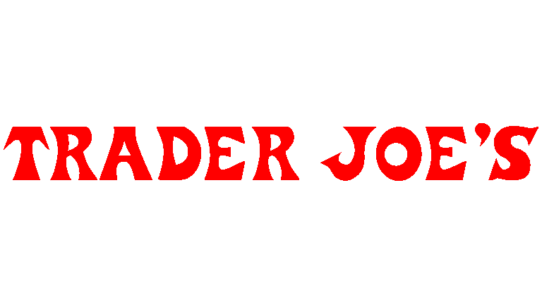 Trader Joe's logo in red text on a black background.