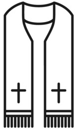 Clergy stole with cross patterns and tassels on the ends.