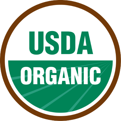 USDA Organic logo with green text and a farm field design.