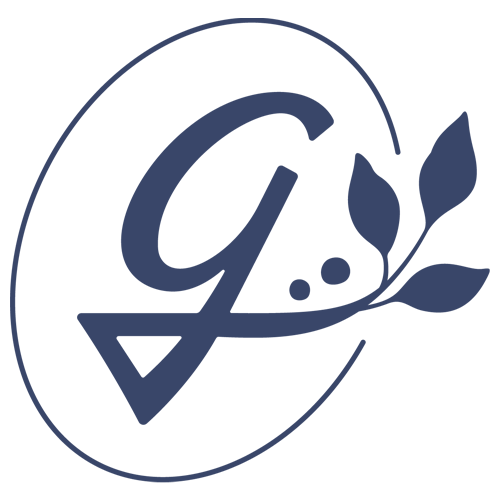 monogram of a G with a spring ornament