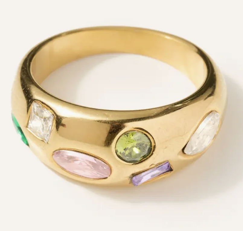 multi gem chunky ring