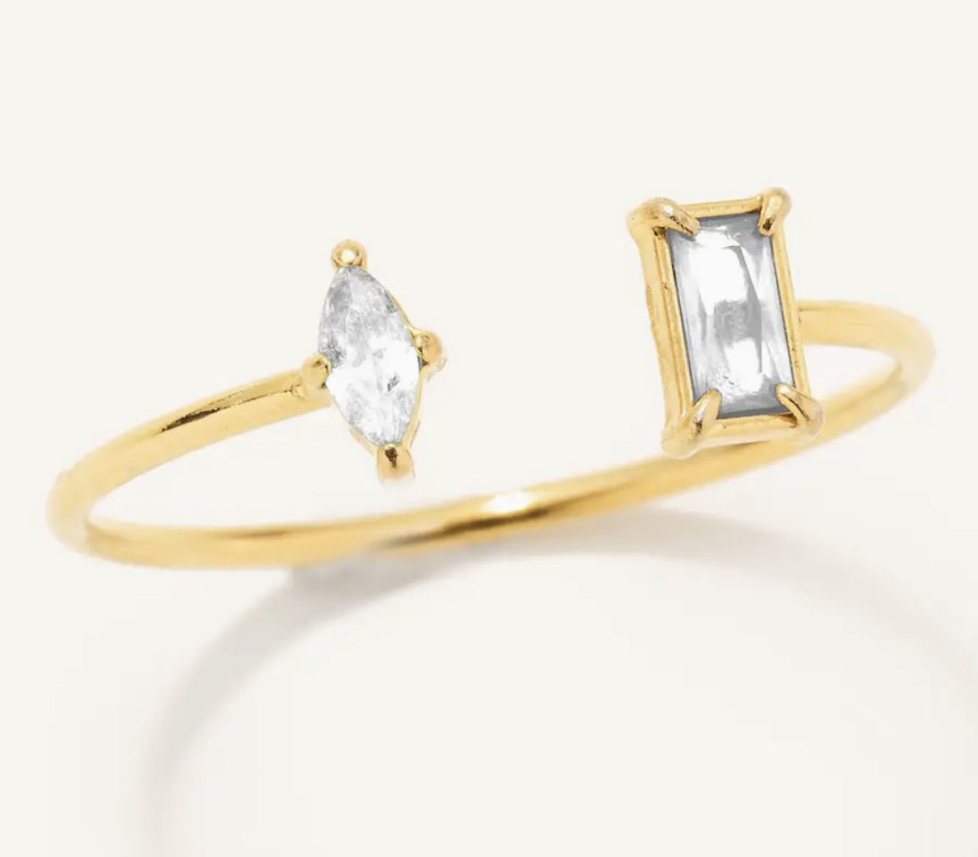 dainty crystal adjustable ring
