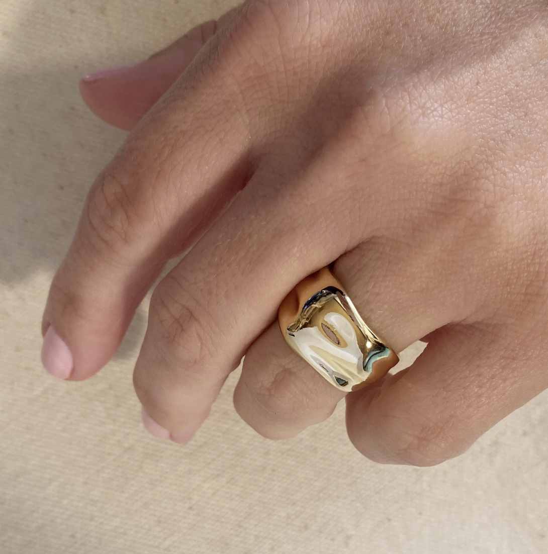 wavy wide band ring