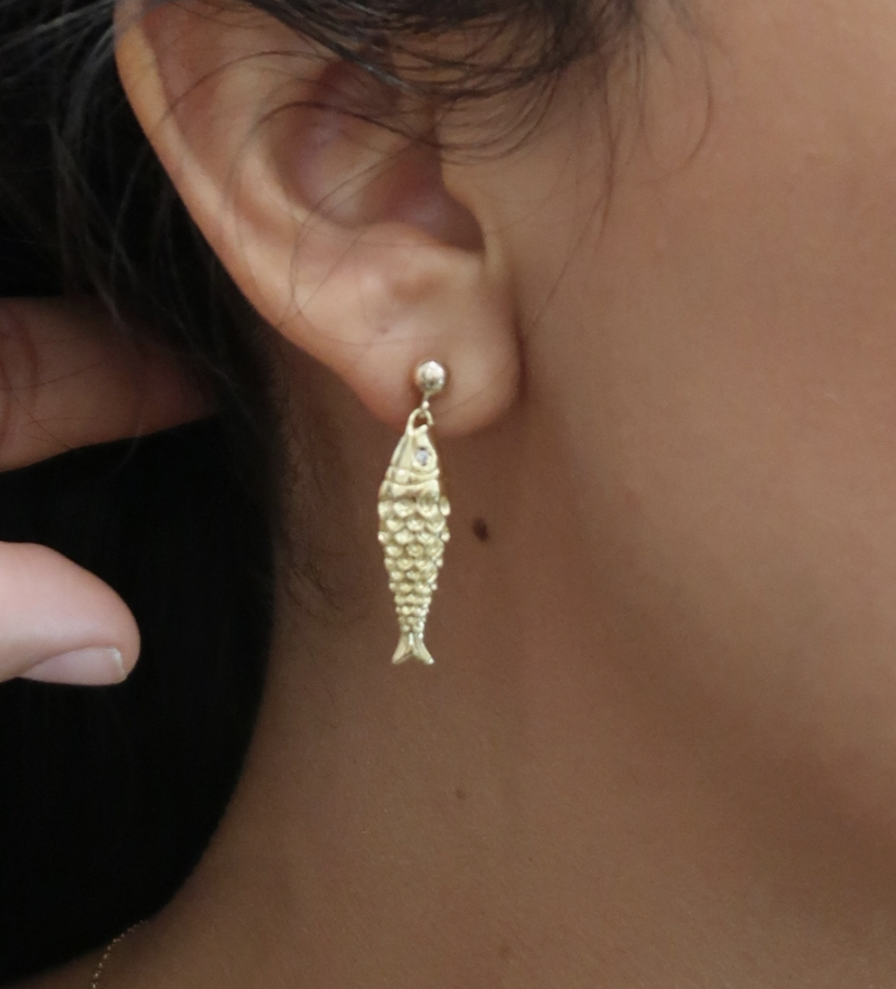 sardine stud earrings