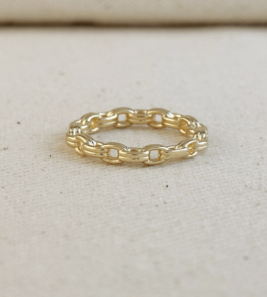 double link chain band ring