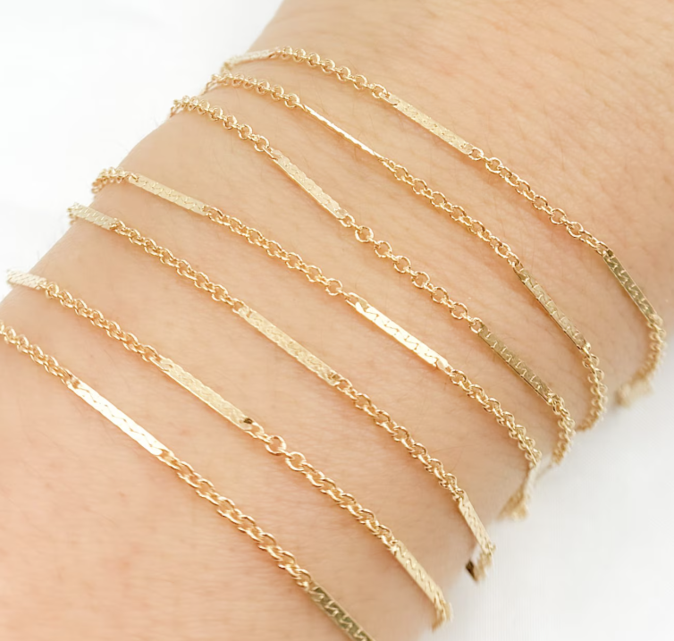 14k gold filled flat bar chain