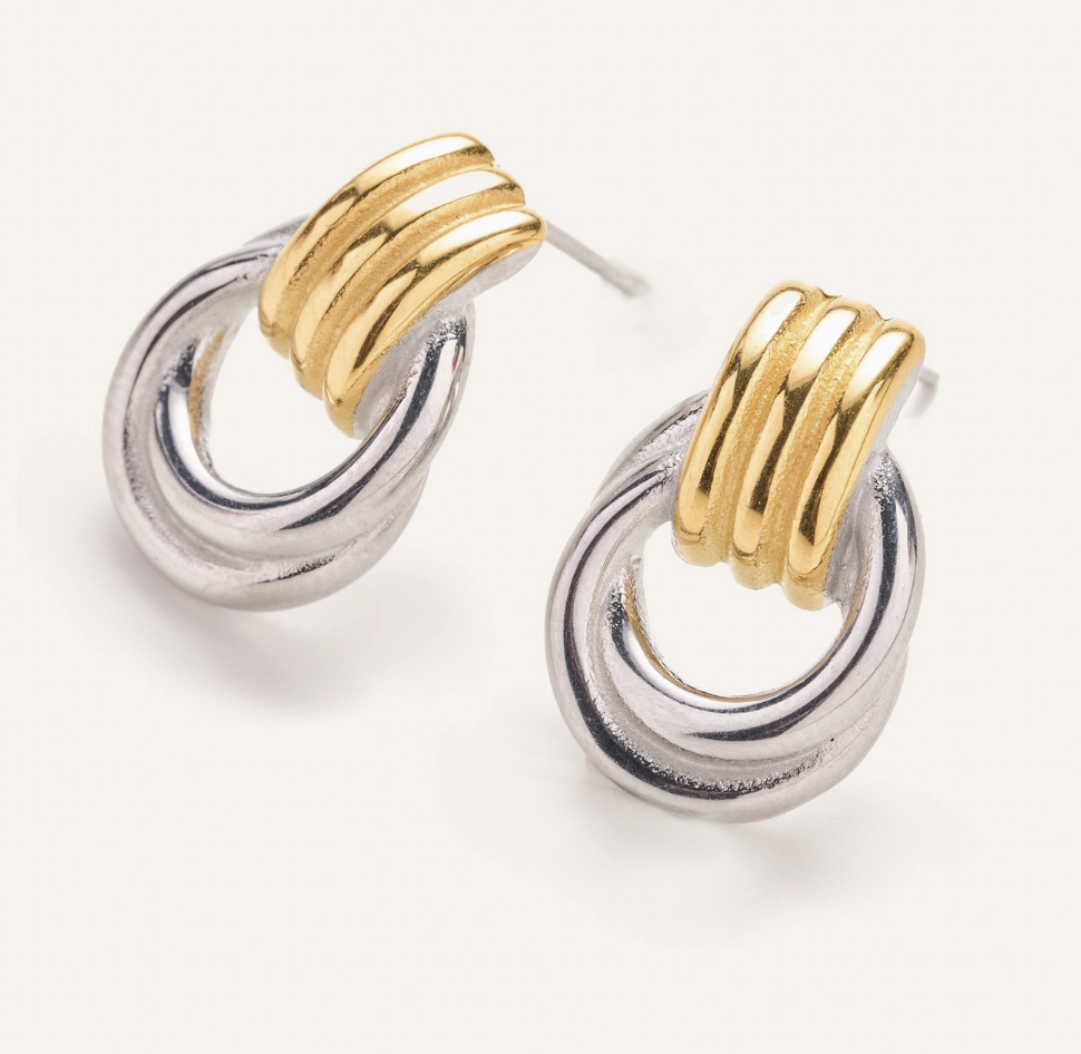 mixed metal knot earrings