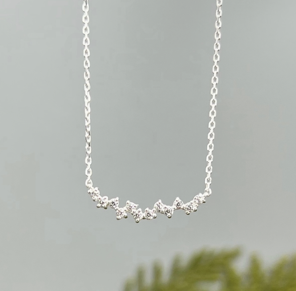 cz curved cluster necklace