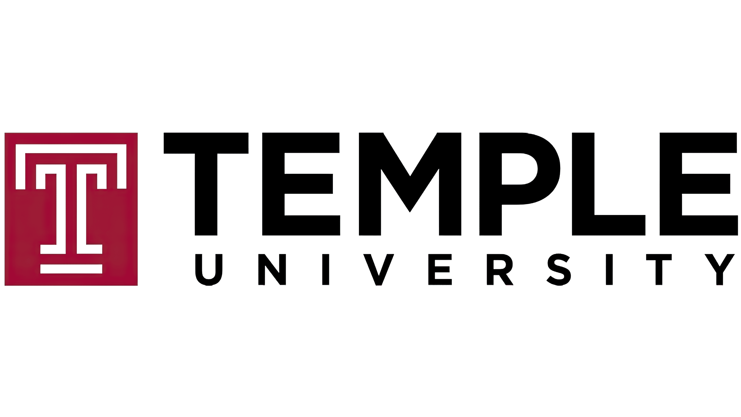 Temple University logo with a stylized T in red, and the name 'Temple University' in black text.