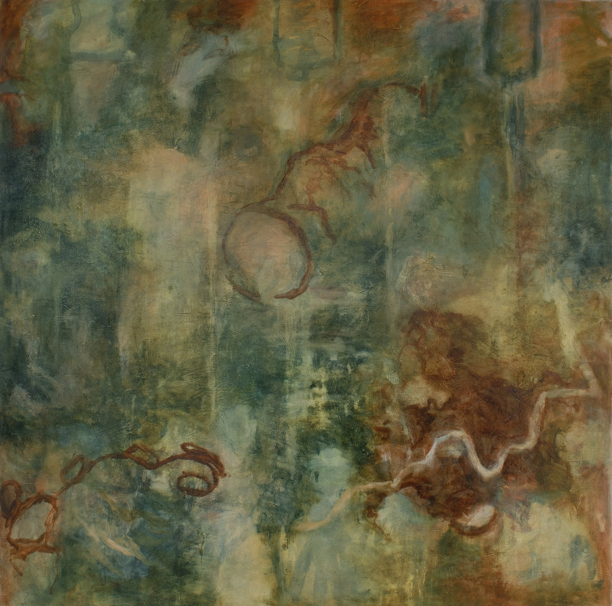   Suspended At Birth   1995, Oil On Canvas  60 x 60 in  #JS-1995-0006 
