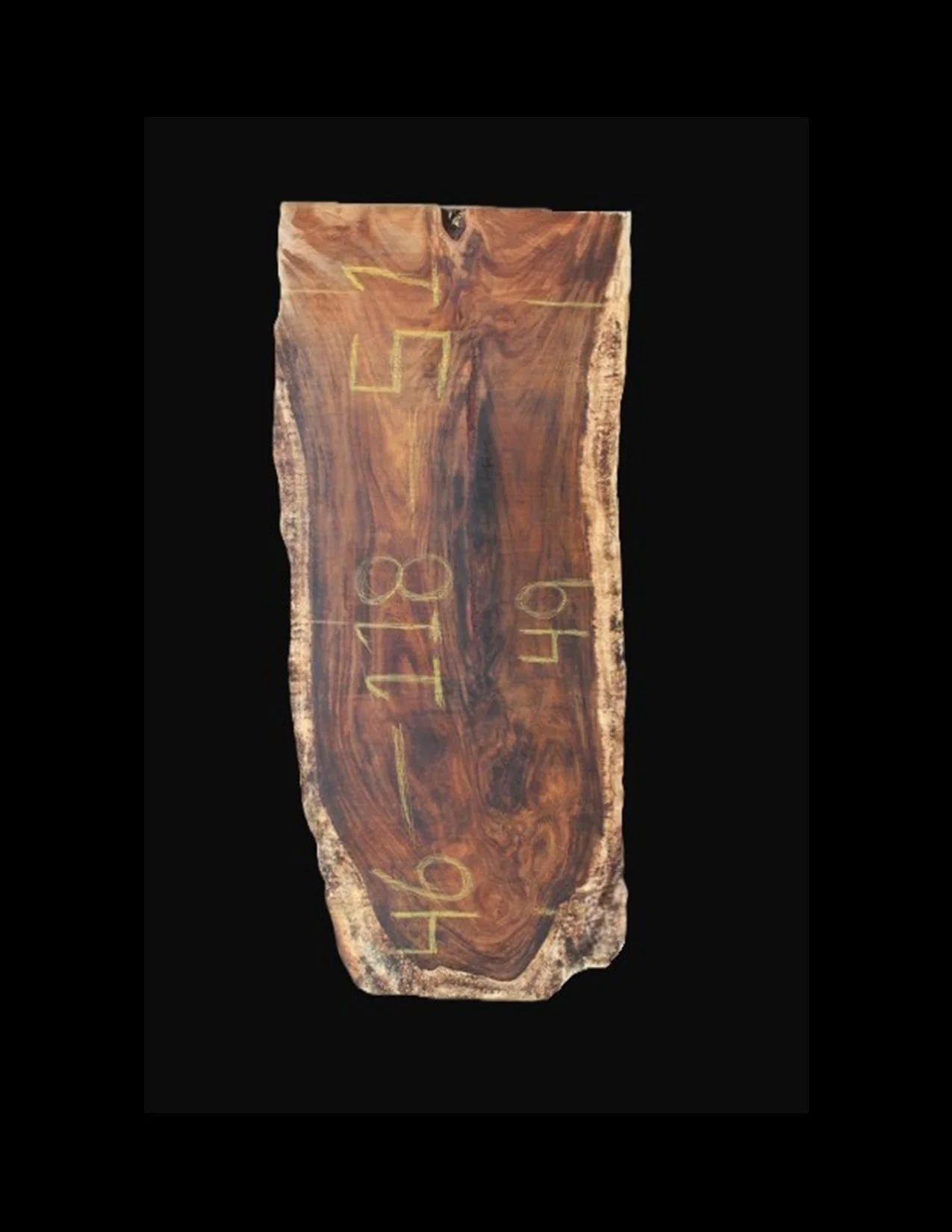 Parota Live Edge Slab - E1435GNC - 118” L x 49” W x 2” T - 80 BF