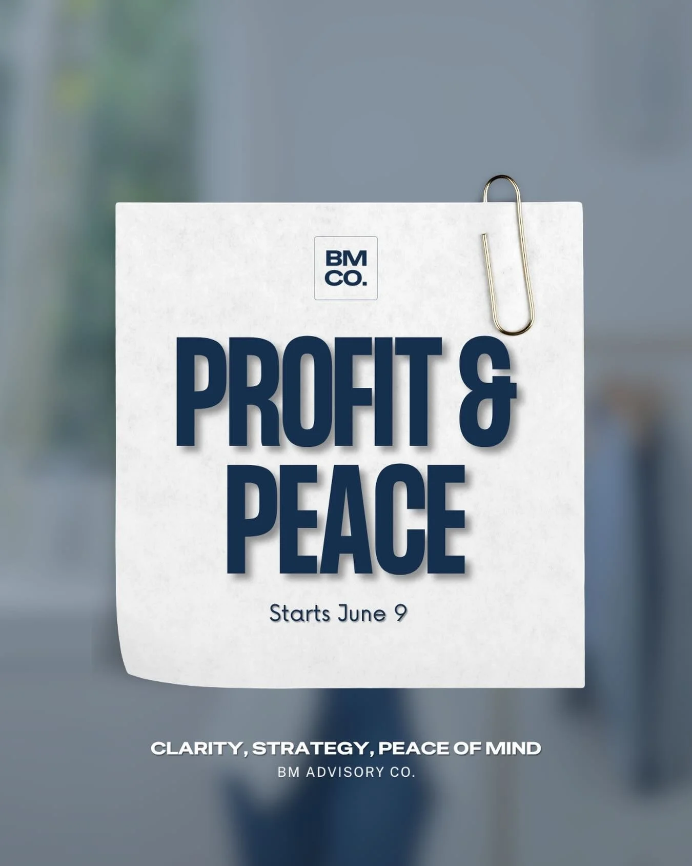 We are almost there. Profit &amp; PEACE - my 12-week group CFO advisory program - kicks off June 9. Tuesdays at 6:30pm on Zoom. 

If you are a business owner who is tired of guessing, tired of Googling &ldquo;am I profitable,&rdquo; and tired of fina