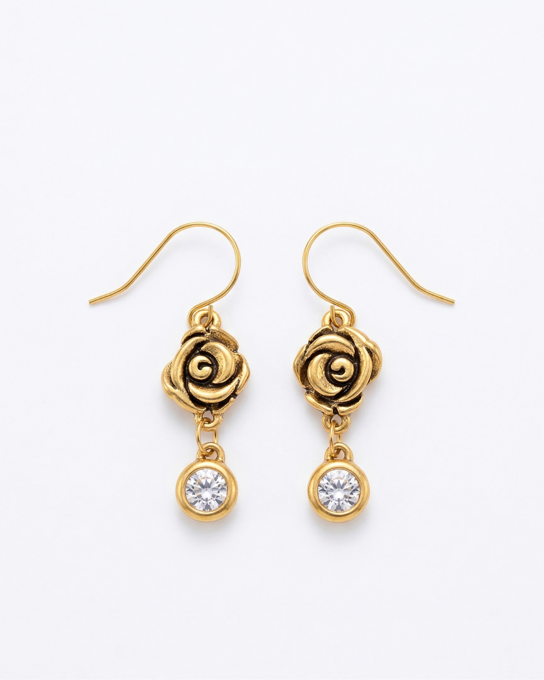 Gold Rose Earrings