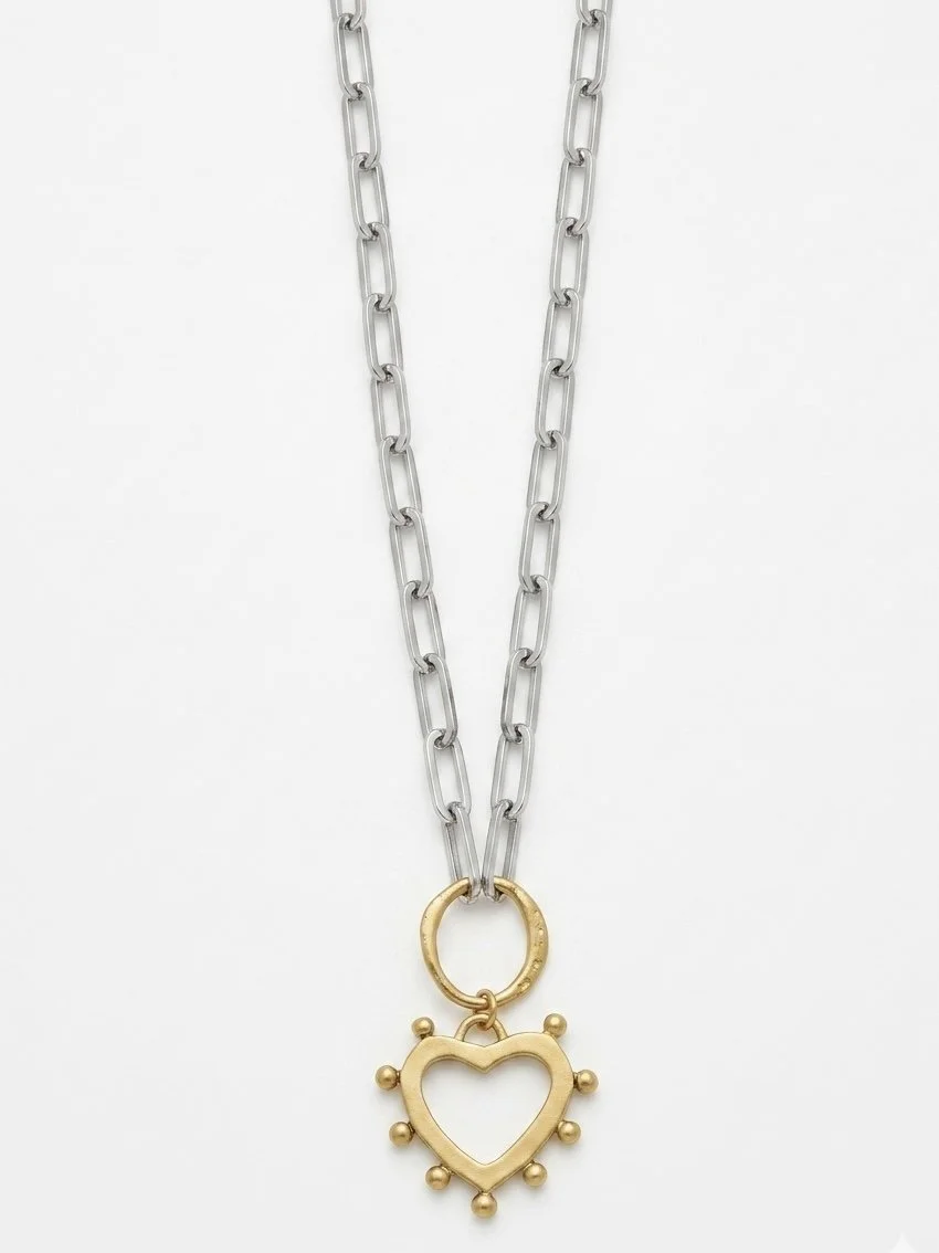 Mixed Metal Heart Necklace