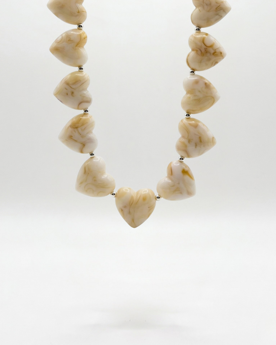 Heartbeat Cream Resin Necklace