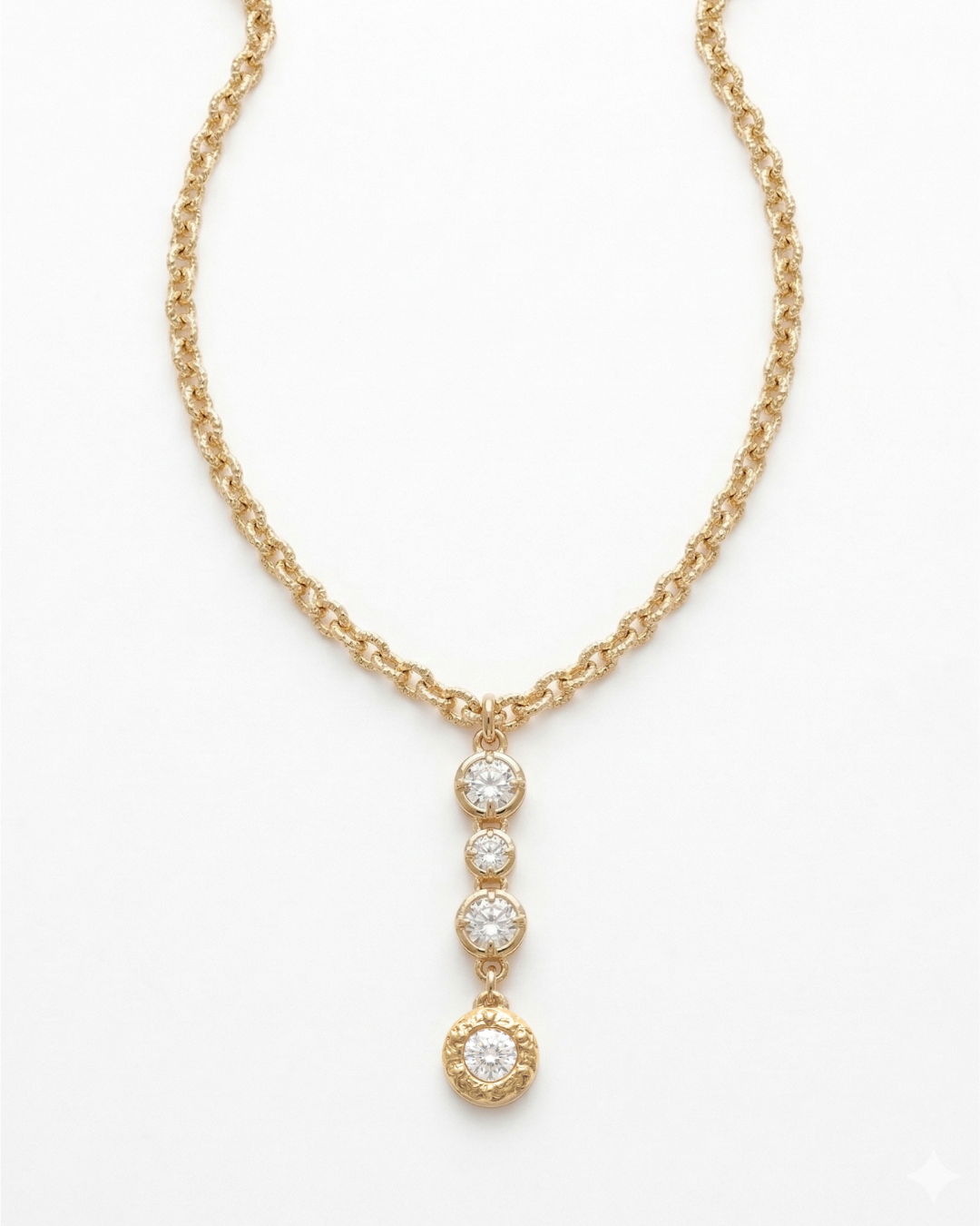 Antique Gold Crystal Drop Necklace