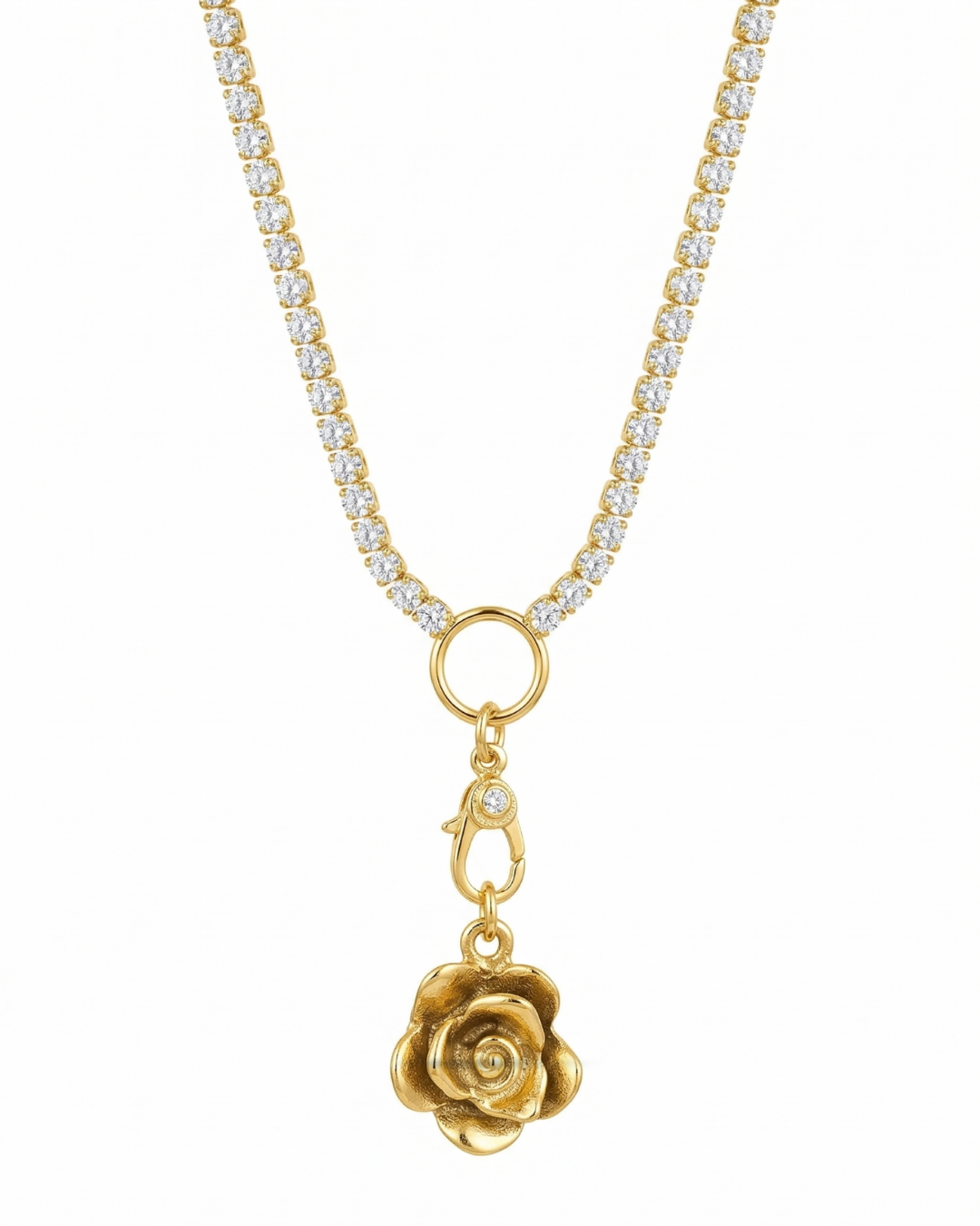 Golden Elegance Rose Pendant Necklace