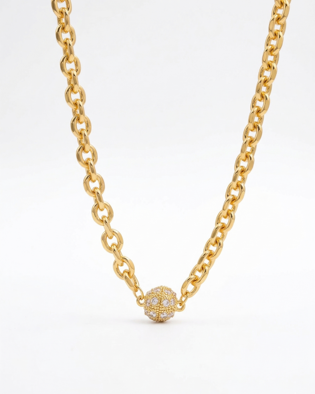 Golden Crystal Ball Necklace