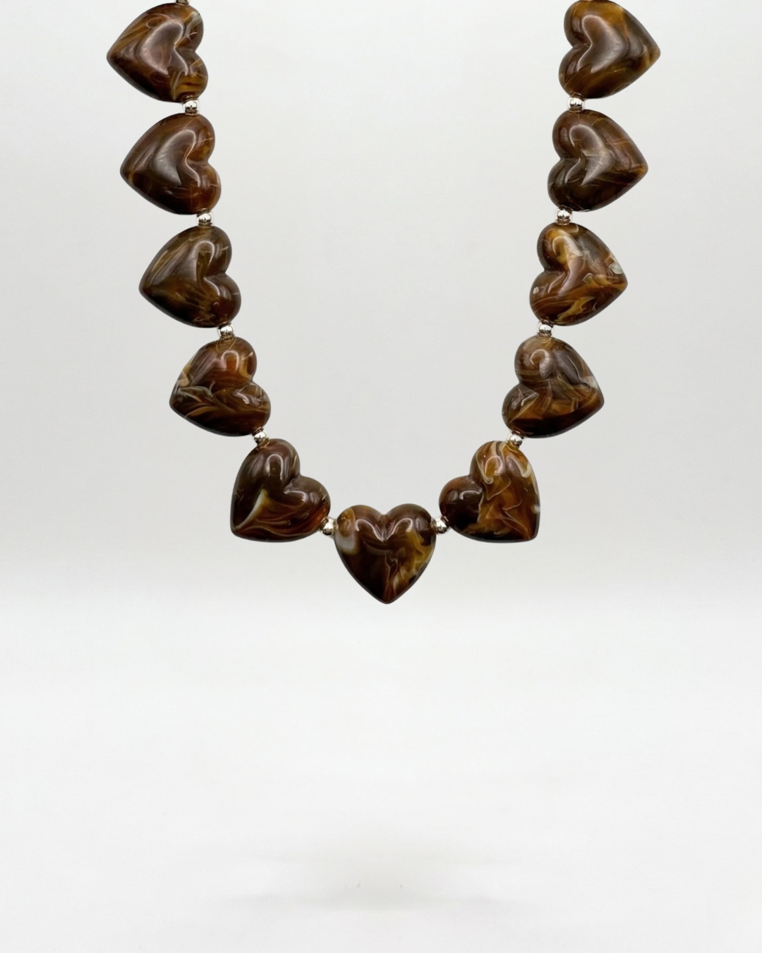 Heartbeat Brown Resin Necklace