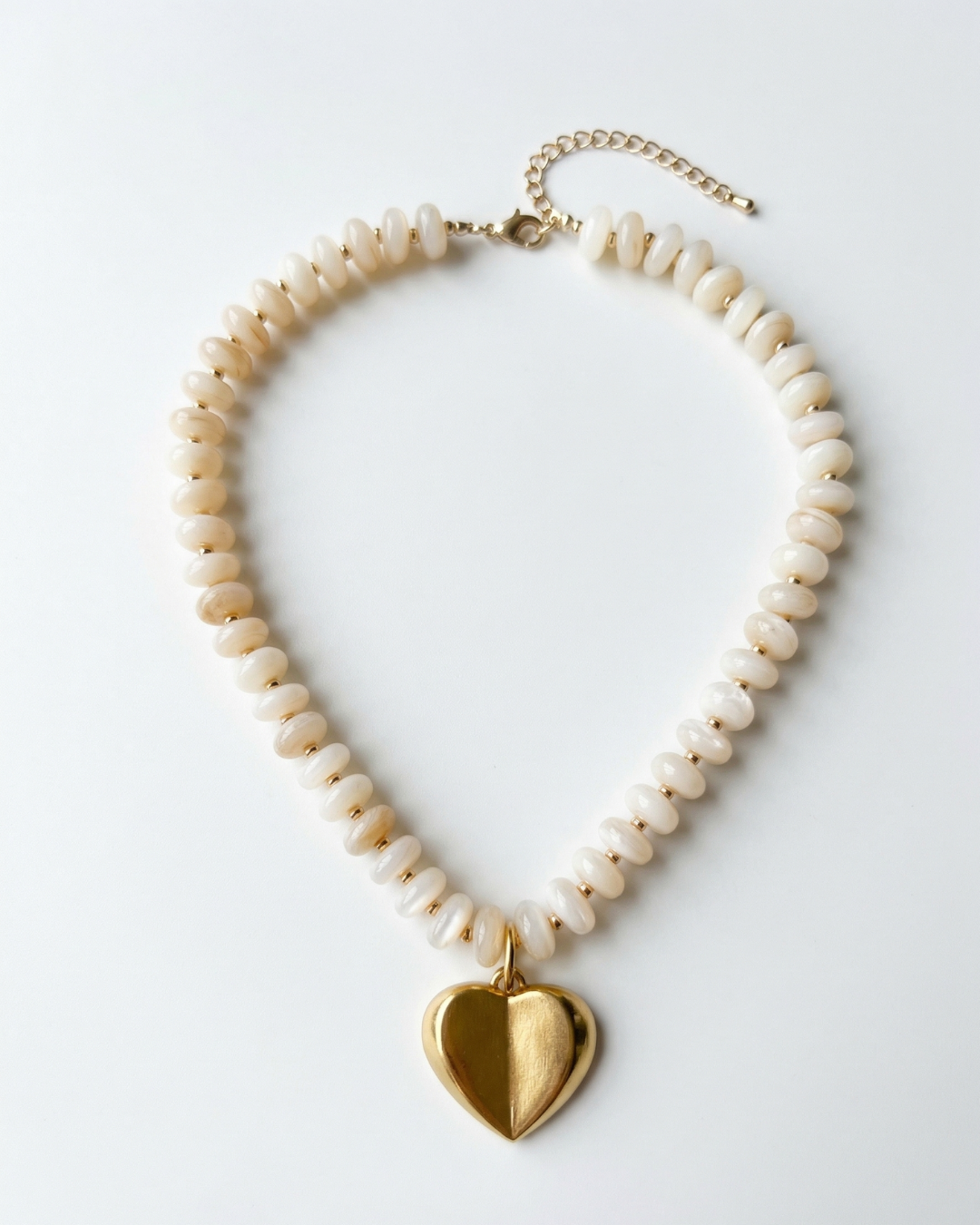 Cream Heart Beaded Necklace