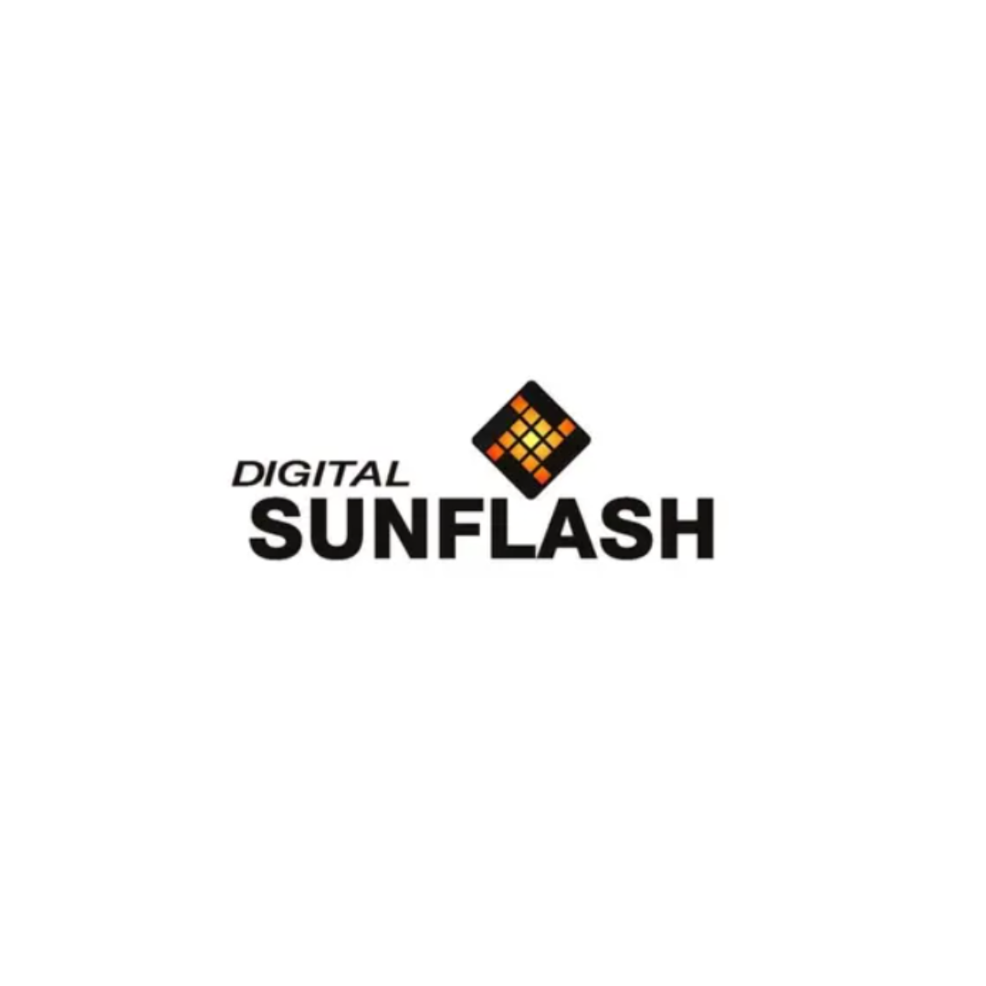 Digital Sunflash logo with a black and orange pixelated sun icon above the words 'Digital Sunflash' in black text.