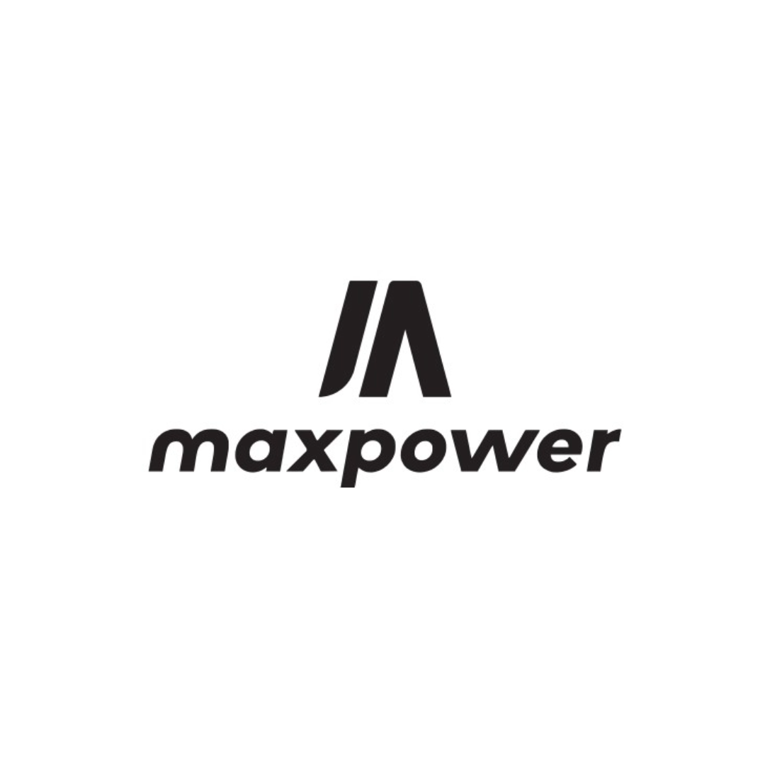 Black and white MaxPower logo with a stylized 'M' above the brand name.