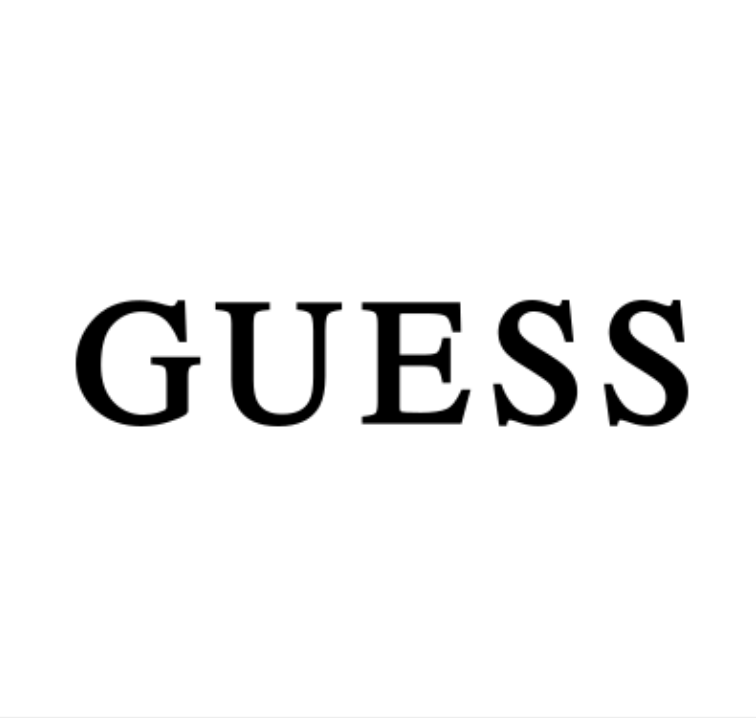 The word 'GUESS' in large black letters on a white background.