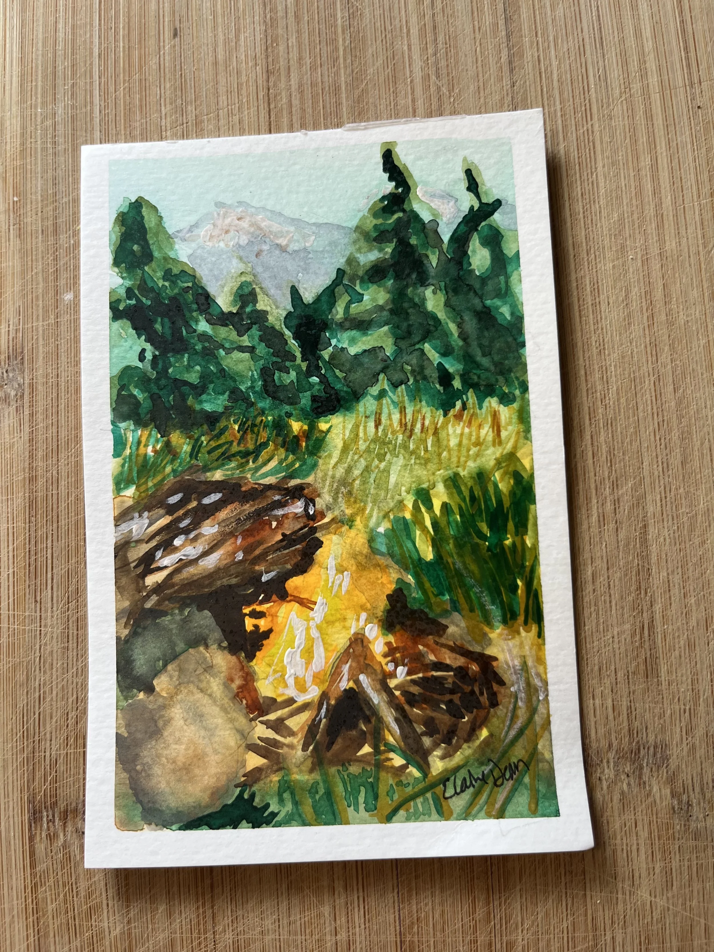Hearth original watercolor and gouache art