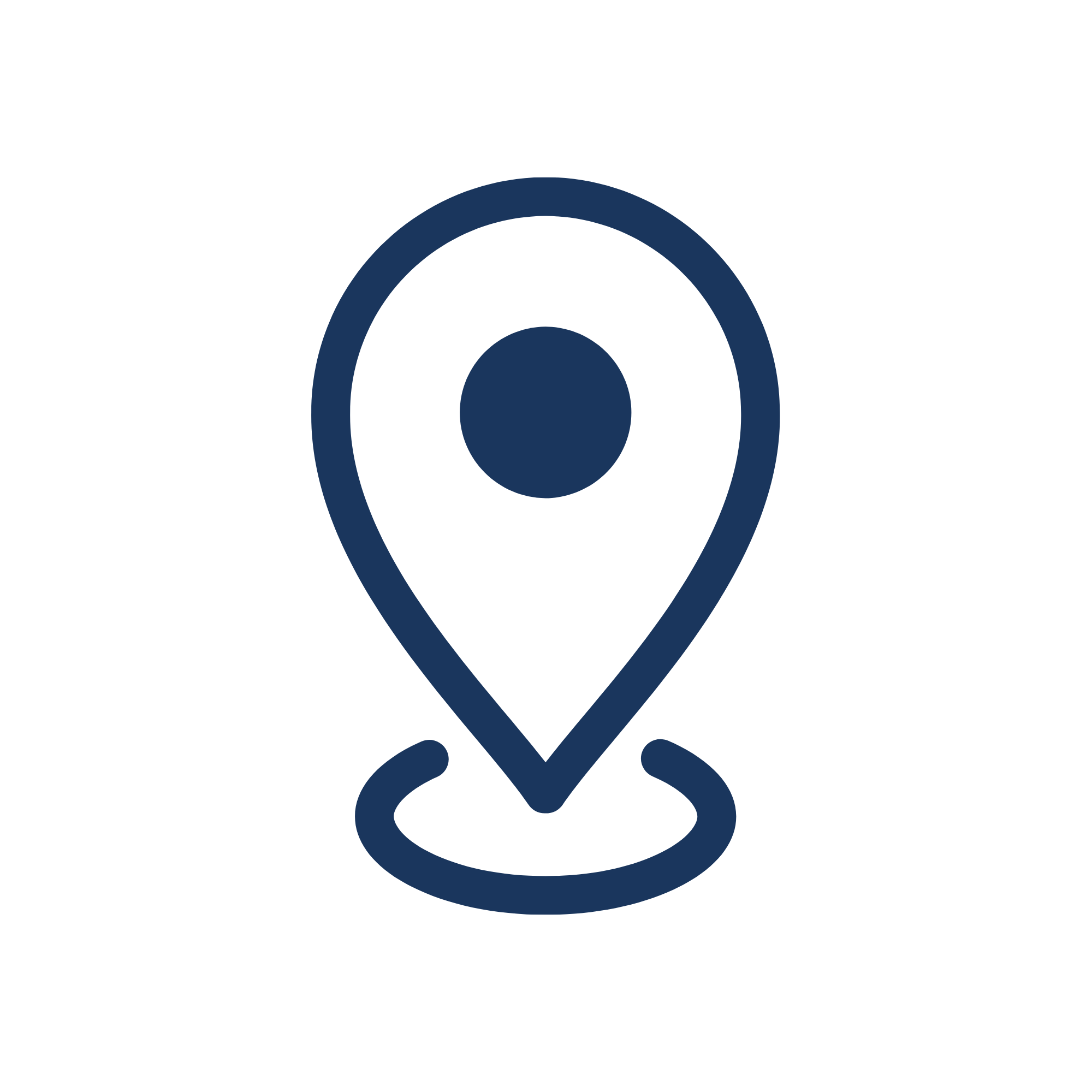 Blue map location pin icon on a black background.