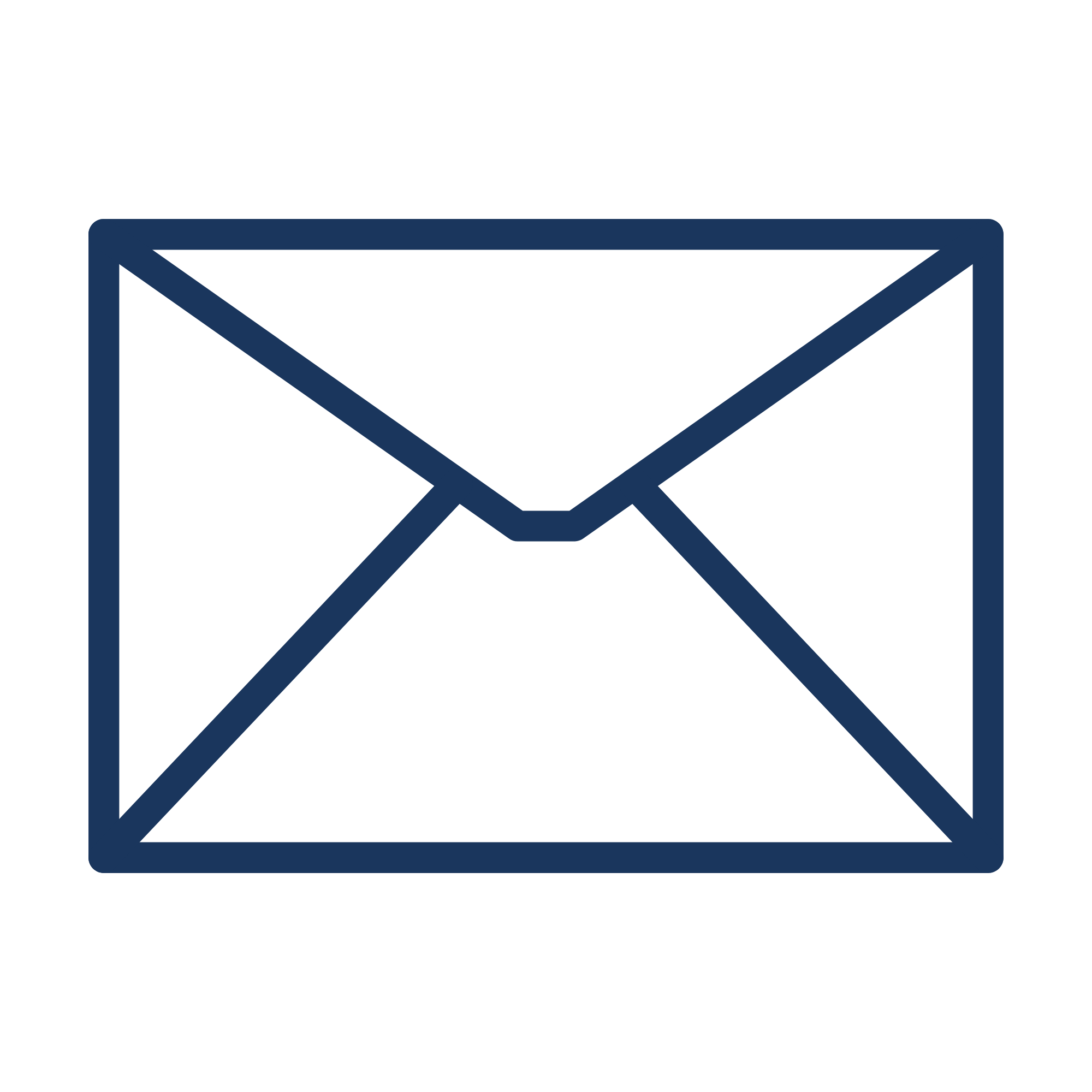 Outline of an envelope icon in dark blue.
