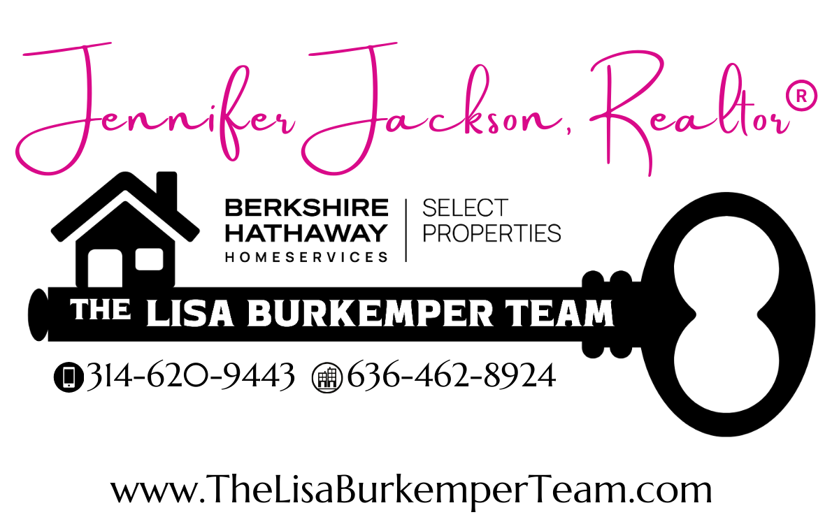Jennifer Jackson, Realtor logo in pink cursive font, with black text that reads "The T. ISA 3-Blockumper Team."