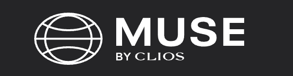 Muse by Clio logo with a globe icon and bold text on a black background.