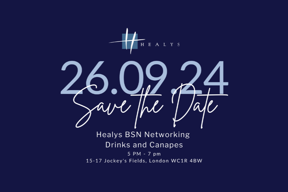Save the date invitation designed for a firm-hosted networking event, structured to clearly present key event details while maintaining a professional, on-brand look and feel.